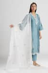 Buy_Megha Bansal_Blue Raw Silk Organza Kurta Set _Online_at_Aza_Fashions