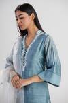 Megha Bansal_Blue Raw Silk Organza Kurta Set _at_Aza_Fashions