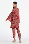 Shop_Megha Bansal_Red Organza, Chanderi Pearls, Hand Embroidered Kurta And Pant Set _at_Aza_Fashions