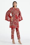 Buy_Megha Bansal_Red Silk Organza Kurta And Pant Set_at_Aza_Fashions