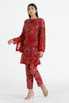 Megha Bansal_Red Silk Organza Kurta And Pant Set_Online_at_Aza_Fashions