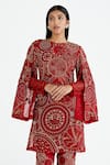 Shop_Megha Bansal_Red Silk Organza Kurta And Pant Set_Online_at_Aza_Fashions