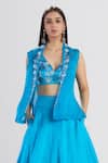 Shop_Megha Bansal_Blue Satin Silk Organza Jacket Lehenga Set _Online_at_Aza_Fashions