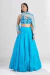 Shop Megha Bansal Blue Silk Organza Lehenga Set at Aza Fashions Shop_Megha Bansal_Blue Silk Organza Lehenga Set _at_Aza_Fashions
