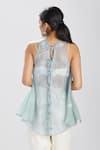 Shop Megha Bansal Blue Silk Organza Top at Aza Fashions Shop_Megha Bansal_Blue Silk Organza Top _at_Aza_Fashions