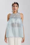 Megha Bansal Blue Silk Organza Top Online at Aza Fashions Megha Bansal_Blue Silk Organza Top _Online_at_Aza_Fashions