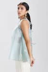Shop Megha Bansal Blue Silk Organza Top Online at Aza Fashions Shop_Megha Bansal_Blue Silk Organza Top _Online_at_Aza_Fashions