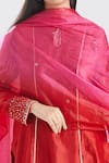 Buy_Megha Bansal_Red Organza, Chanderi Cut Dana, Surkh Runa Embroidered Kurta Set _Online_at_Aza_Fashions