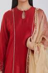 Megha Bansal_Red Organza, Chanderi Cut Dana, Surkh Runa Embroidered Kurta Set _Online_at_Aza_Fashions