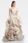 Buy_Gaurav Gupta_White Silk Organza Ruffle Gown With Dupatta_Online_at_Aza_Fashions