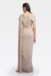 Shop_Gaurav Gupta_Beige Silk Georgette Pre-draped Embroidered Saree Gown_at_Aza_Fashions