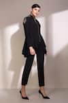 Shop_Label Deepika Nagpal_Black 23% Viscose, 3% Elastane, Luxury Heavy Crepe 74% Top And Slit Pant Set _at_Aza_Fashions