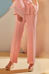 Buy_Label Deepika Nagpal_Peach Polyester Tie-up Blazer And Pant Set_Online_at_Aza_Fashions