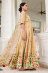 Shop_Sonia Bansal_Yellow Chanderi And Embroidery Paithani V Neck Anarkali With Dupatta _at_Aza_Fashions