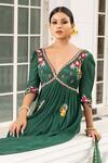 Sonia Bansal Green Chinnon And Chiffon Placement Floral Embroidered Anarkali With Dupatta Online at Aza Fashions Sonia Bansal_Green Chinnon And Chiffon Placement Floral Embroidered Anarkali With Dupatta_Online_at_Aza_Fashions