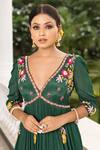 Buy Sonia Bansal Green Chinnon And Chiffon Placement Floral Embroidered Anarkali With Dupatta Online at Aza Fashions Buy_Sonia Bansal_Green Chinnon And Chiffon Placement Floral Embroidered Anarkali With Dupatta_Online_at_Aza_Fashions