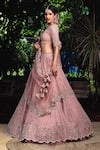 Buy_Anushree Reddy_Pink Net Round Embellished Bridal Lehenga Set  _at_Aza_Fashions