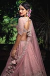 Shop_Anushree Reddy_Pink Net Round Embellished Bridal Lehenga Set  _at_Aza_Fashions