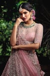 Anushree Reddy_Pink Net Round Embellished Bridal Lehenga Set  _Online_at_Aza_Fashions