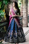 Buy_Anushree Reddy_Blue Lehenga And Blouse Raw  Dupatta Embroidered Bridal Set  _at_Aza_Fashions