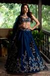 Buy_Anushree Reddy_Blue Embroidered Lehenga Set_at_Aza_Fashions