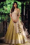 Buy_Anushree Reddy_Yellow Lehenga And Blouse Organza Dupatta Net Square Embellished Bridal Set_at_Aza_Fashions