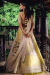 Shop_Anushree Reddy_Yellow Lehenga And Blouse Organza Dupatta Net Square Embellished Bridal Set_at_Aza_Fashions