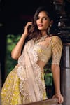Anushree Reddy_Yellow Lehenga And Blouse Organza Dupatta Net Square Embellished Bridal Set_Online_at_Aza_Fashions