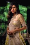 Shop_Anushree Reddy_Yellow Lehenga And Blouse Organza Dupatta Net Square Embellished Bridal Set_Online_at_Aza_Fashions