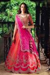 Buy Anushree Reddy Multi Color Raw Silk U Neck Panelled Lehenga Set at Aza Fashions Buy_Anushree Reddy_Multi Color Raw Silk U Neck Panelled Lehenga Set _at_Aza_Fashions