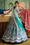 Buy_Anushree Reddy_Green Lehenga And Blouse Raw Silk Floral Embroidered Bridal Set  _at_Aza_Fashions