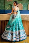 Shop_Anushree Reddy_Green Lehenga And Blouse Raw Silk Floral Embroidered Bridal Set  _at_Aza_Fashions