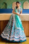 Anushree Reddy_Green Lehenga And Blouse Raw Silk Floral Embroidered Bridal Set  _Online_at_Aza_Fashions