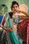 Buy_Anushree Reddy_Green Lehenga And Blouse Raw Silk Floral Embroidered Bridal Set  _Online_at_Aza_Fashions