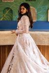 Anushree Reddy_White Organza Round Bead Embellished Bridal Lehenga Set  _Online_at_Aza_Fashions