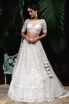 Buy_Anushree Reddy_White Net Round Floral Embellished Bridal Lehenga Set  _at_Aza_Fashions