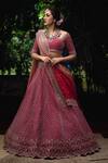 Buy_Anushree Reddy_Red Lehenga And Blouse Raw Silk Dupatta Organza Embroidered Bridal Set_at_Aza_Fashions