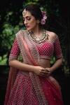 Shop_Anushree Reddy_Red Lehenga And Blouse Raw Silk Dupatta Organza Embroidered Bridal Set_at_Aza_Fashions