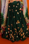 Loka By Veerali Raveshia_Green Raw , Chanderi , Tussar Leaf Megh Malhar Bridal Lehenga Set _Online_at_Aza_Fashions
