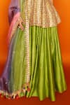 Shop_Loka by Veerali Raveshia_Green Chanderi Silk Embroidery Sanjani Peplum Tunic And Lehenga Set  _Online_at_Aza_Fashions