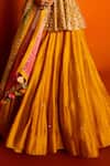 Shop_Loka By Veerali Raveshia_Yellow Organza, Dupion , Chanderi Sanjani Peplum Tunic And Lehenga Set _Online_at_Aza_Fashions
