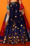 Buy_Loka By Veerali Raveshia_Blue Raw , Chanderi , Tussar Leaf Basant Bahar Bridal Lehenga Set _Online_at_Aza_Fashions