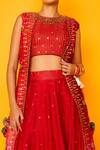 Shop_Loka By Veerali Raveshia_Red Raw , Dupion , Chanderi Round Sona Jacket And Lehenga Set _Online_at_Aza_Fashions