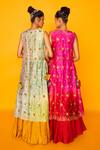Shop_Loka by Veerali Raveshia_Yellow Dupion Silk Embroidery Round Sona Jacket And Lehenga Set _at_Aza_Fashions