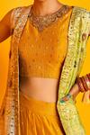 Loka by Veerali Raveshia_Yellow Dupion Silk Embroidery Round Sona Jacket And Lehenga Set _at_Aza_Fashions