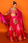 Buy_Loka By Veerali Raveshia_Pink Raw , Chanderi , Tussar Round Darbari Bridal Lehenga Set _at_Aza_Fashions