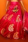 Buy_Loka By Veerali Raveshia_Pink Raw , Chanderi , Tussar Round Darbari Bridal Lehenga Set _Online_at_Aza_Fashions