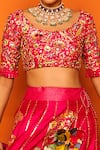 Shop_Loka By Veerali Raveshia_Pink Raw , Chanderi , Tussar Round Darbari Bridal Lehenga Set _Online_at_Aza_Fashions