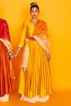 Shop_Loka By Veerali Raveshia_Yellow Chanderi Silk, Tussar Silk, Cotton Mul Round Sitara Anarkali Sharara Set _at_Aza_Fashions