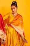 Shop_Loka By Veerali Raveshia_Yellow Chanderi Silk, Tussar Silk, Cotton Mul Round Sitara Anarkali Sharara Set _Online_at_Aza_Fashions